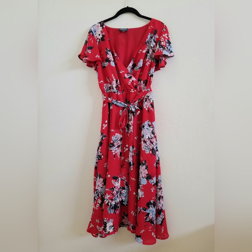 ModCloth Fits of Bliss Red Floral Wrap Dress